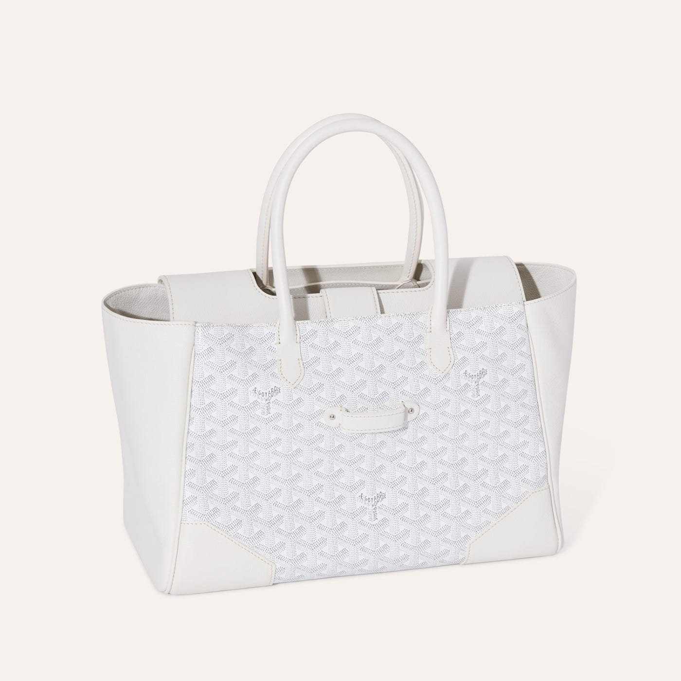Goyard Saigon Tote White Goyardine Canvas Palladium Hardware - Image 4